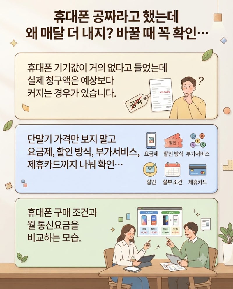 휴대폰 공짜라고 했는데 왜 매달 더 내지? 바꿀 때 꼭 확인할 돈 7가지