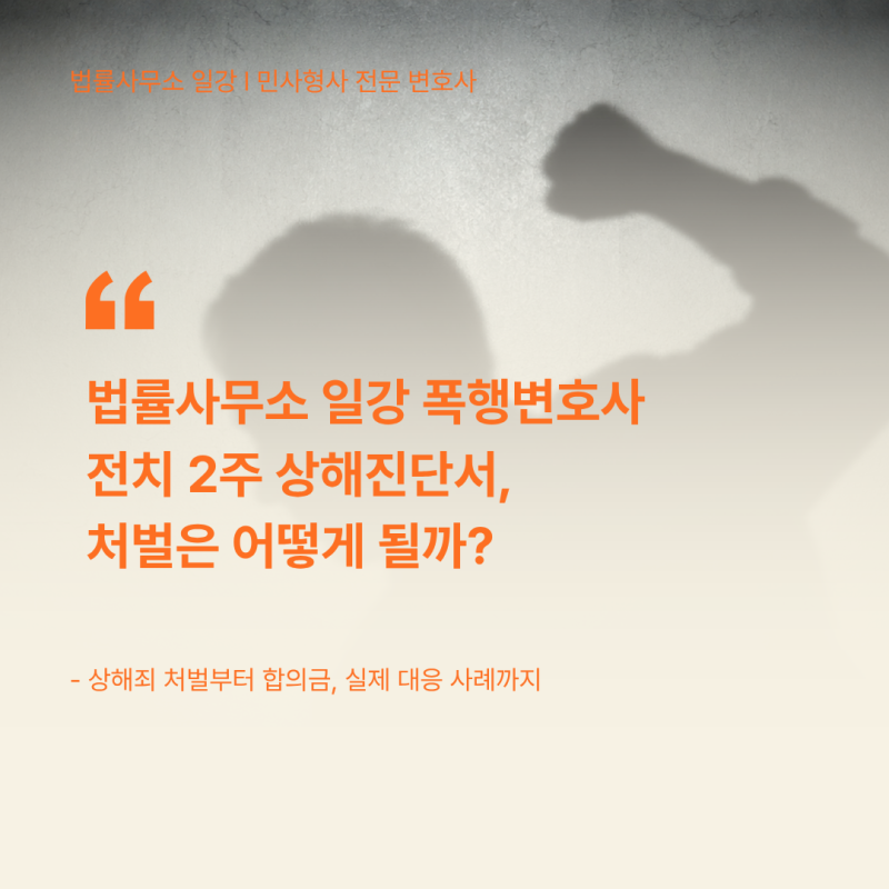 대구폭행변호사,전치 2주 상해죄 처벌과 합의금 현실