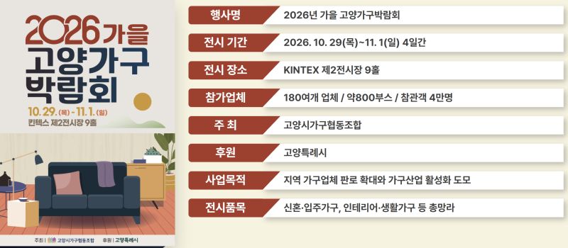 킨텍스 가구박람회 10월 개최! 가을 고양가구박람회 일정 총정리