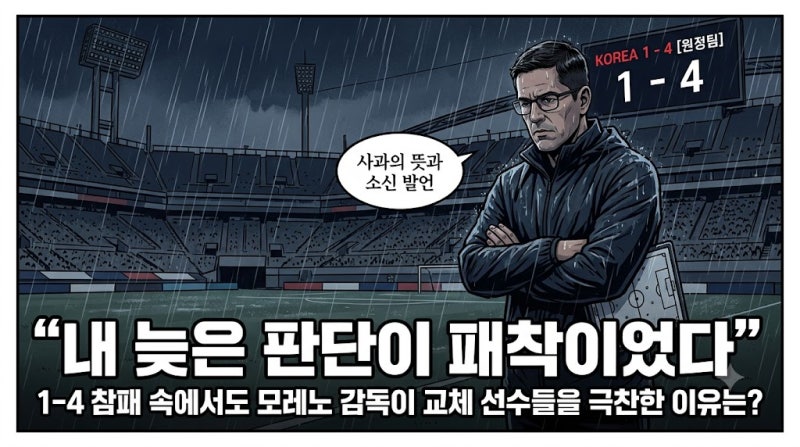 우루과이에 1-4 완패한 모레노호, 전반 참패에도 교체 선수들을 치켜세운 결정적 이유는 무엇....