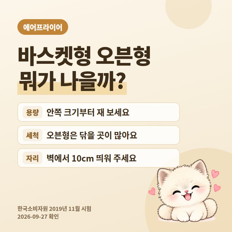 에어프라이어 바스켓형 vs 오븐형, 사기 전에 용량과 세척부터 보세요