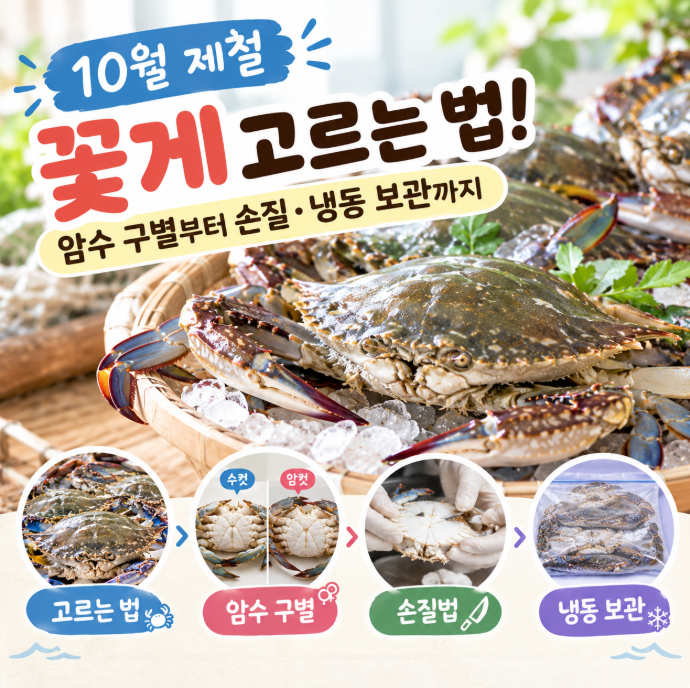 10월 제철 꽃게 고르는 법! 암수 구별부터 손질·냉동 보관