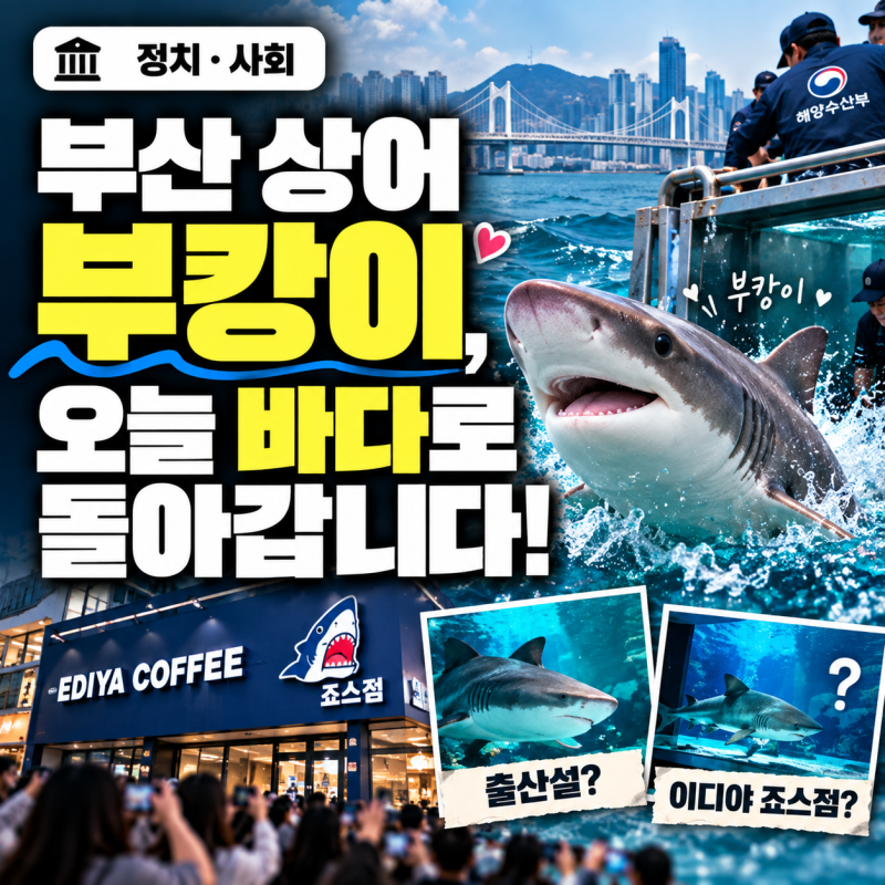 부산 상어 부캉이, 오늘 바다로 돌아갑니다!: 이디야 죠스점·출산설 진실