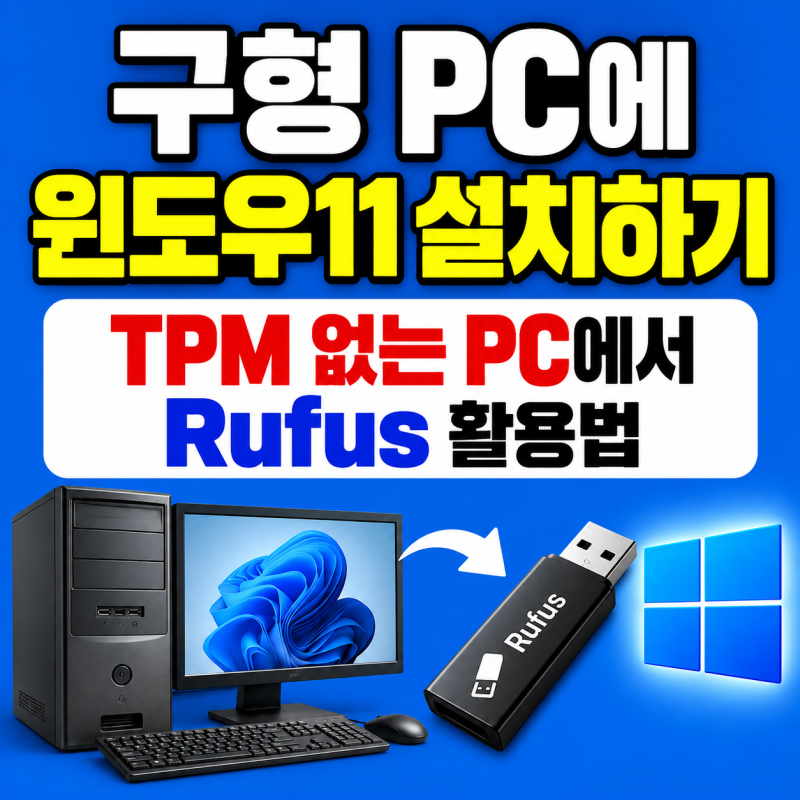 구형 PC에 윈도우11 설치하기｜TPM 없는 PC에서 Rufus 사용방법