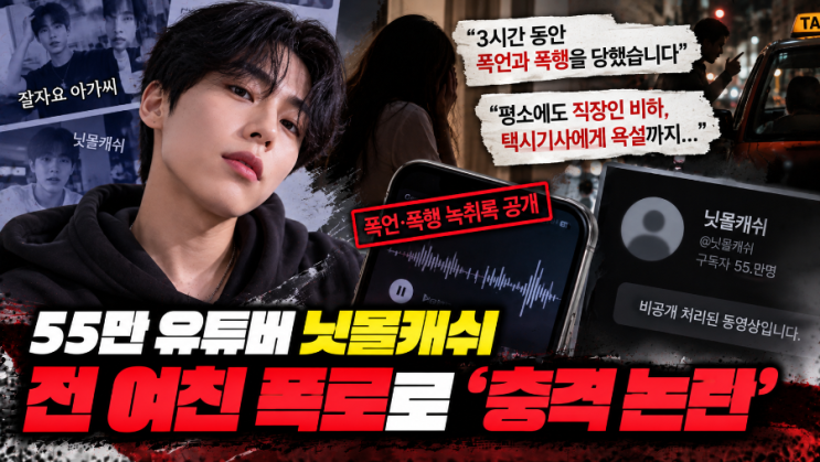 “3시간 폭언·폭행 당했다” 전 여친 폭로…55만 유튜버 <b>닛몰캐쉬</b> ....