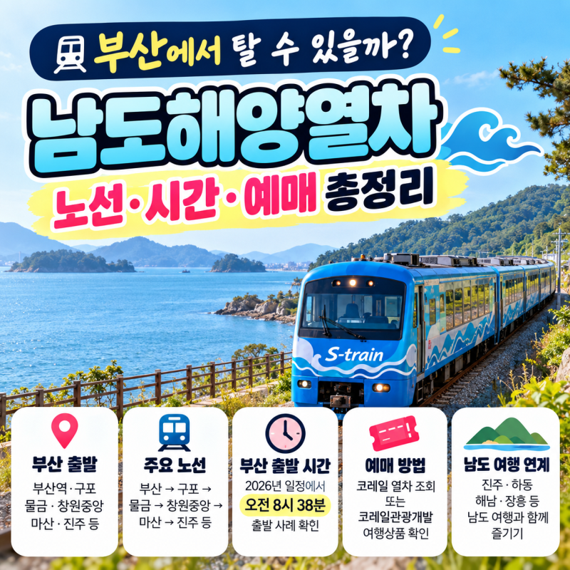 남도해양열차 부산｜경전선 노선·시간표·예매 방법 정리