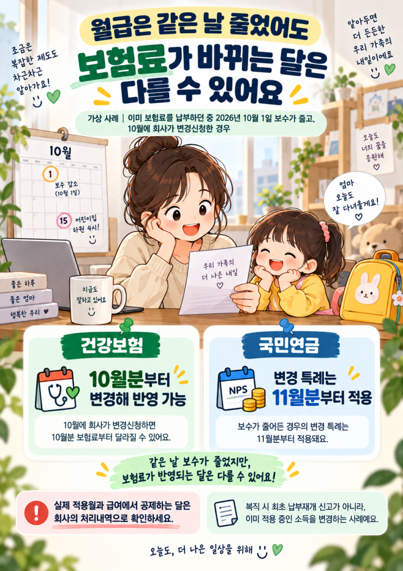 육아기 근로시간 단축, 월급 줄었는데 건강보험료·국민연금은 그대로인가요?