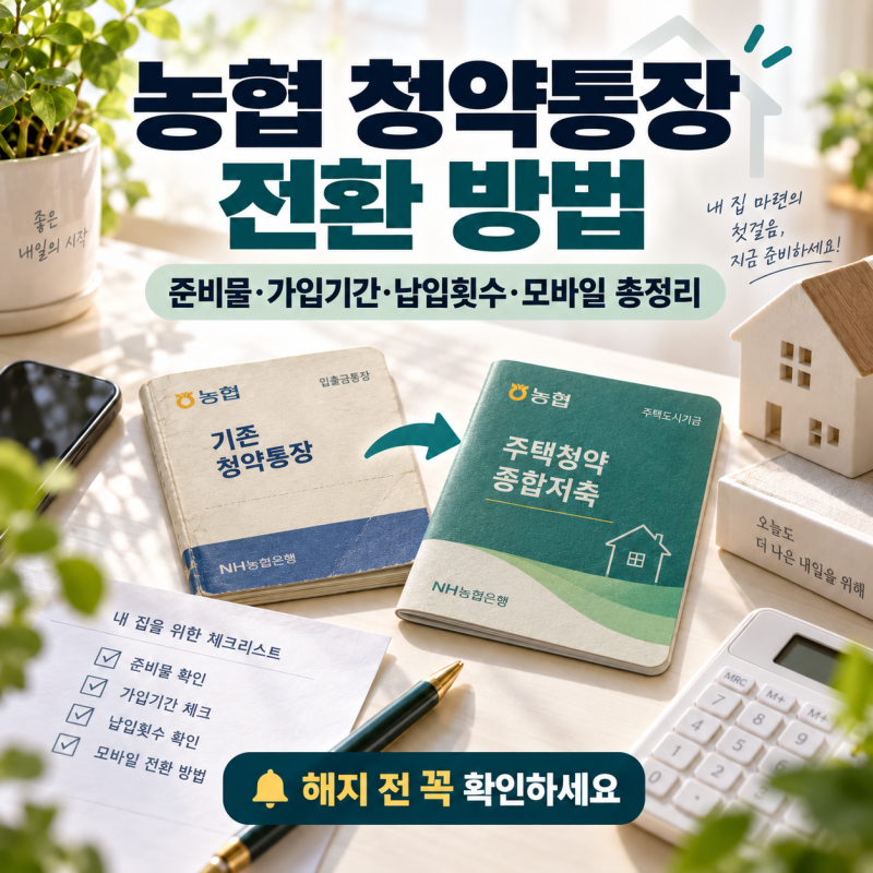 농협 주택청약종합저축 전환 방법 준비물 가입기간 납입횟수 모바일 총정리
