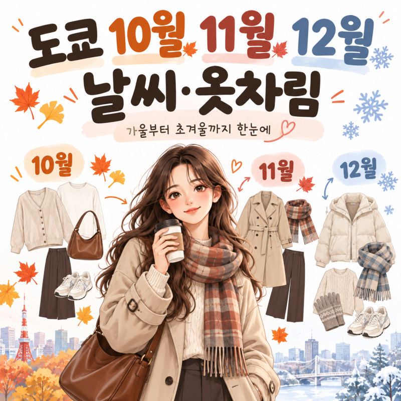 도쿄 10월 11월 12월 날씨 옷차림 총정리| 가을 겨울 일본 여행 준비