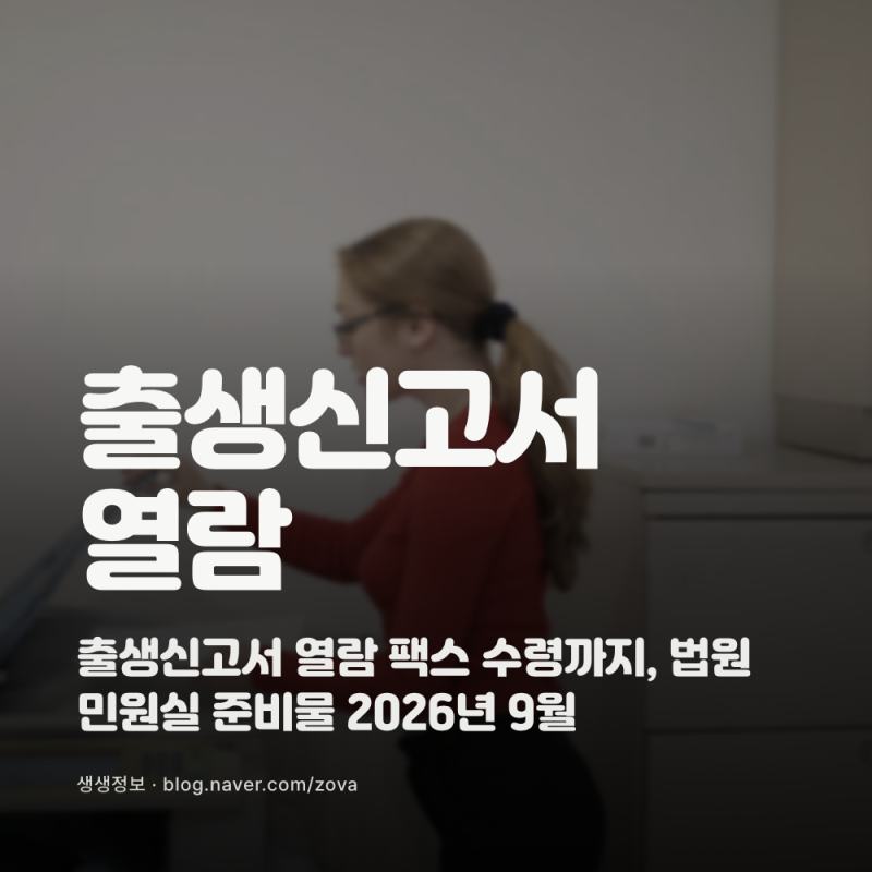 출생신고서 열람 팩스 수령까지, 법원 민원실 준비물 2026년 9월