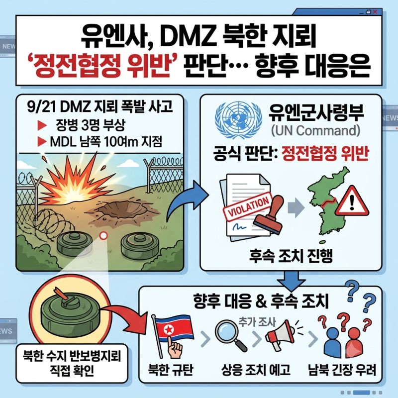 유엔사, DMZ 북한 지뢰 정전협정 위반 판단…향후 대응은