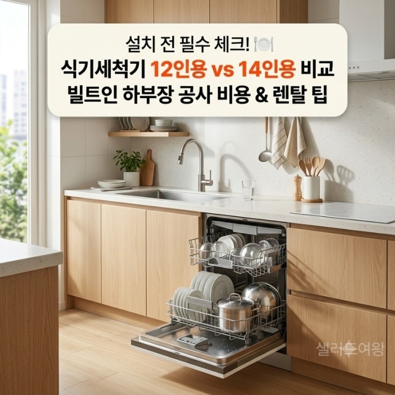 "12인용 샀으면 울 뻔했네!" ️ 4인 가족 식기세척기 14인용 실사용 & 하부장 뜯고 알게 된 리폼....
