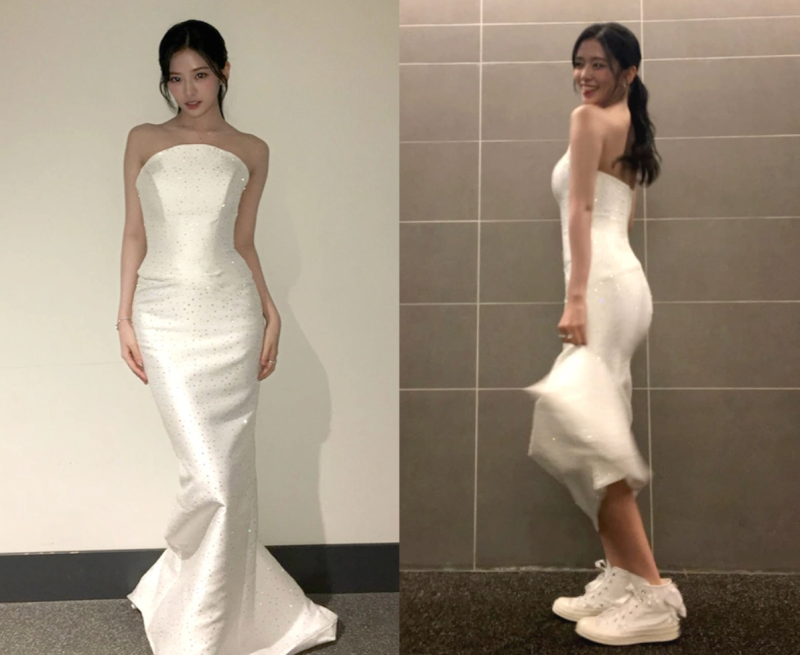 안유진 시상식 드레스 속 반전 운동화｜힐 대신 신은 컨버스 뭐길래?