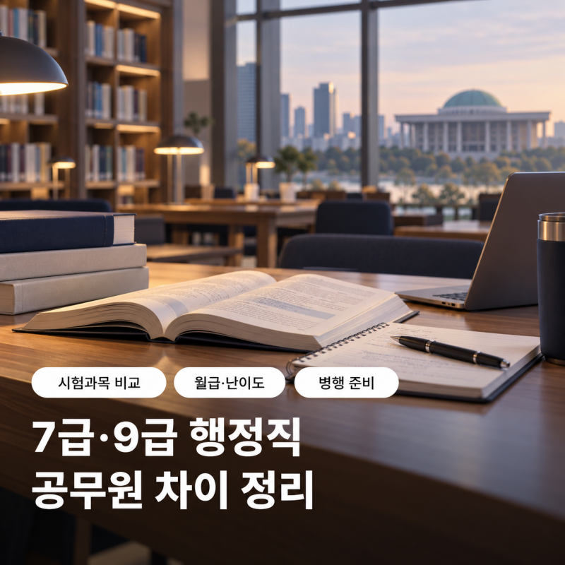 7급 9급 행정직 공무원 차이｜시험과목·월급·병행 준비 비교
