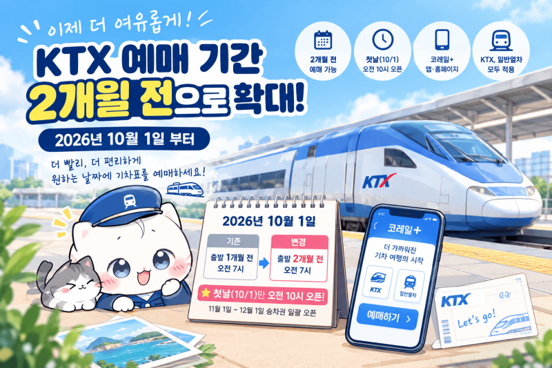 KTX 2개월 전 예매 시작! 10월 1일 오전 10시 오픈, 예매 날짜 계산법 총정리