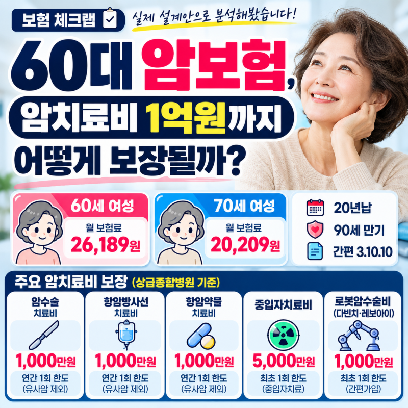 60대 암보험, 암치료비 1억원까지 어떻게 보장될까?
