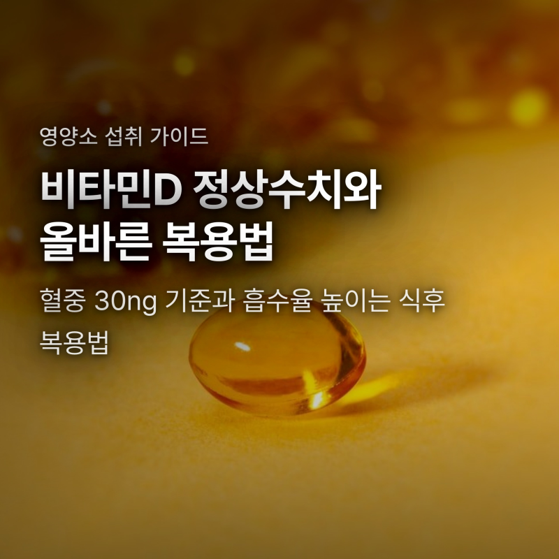 비타민D 정상수치 30ng 판독법과 흡수율 50% 올리는 식후 복용 타이밍
