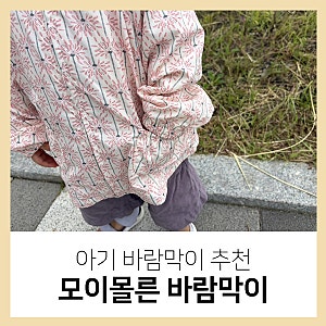 아기바람막이 모이몰른 활용성 좋은  루베아후드바람막이점퍼 등원룩 추천