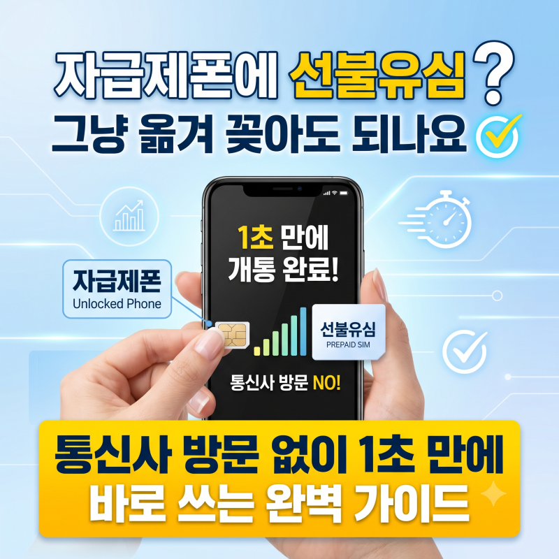 자급제폰에 선불유심 그냥 옮겨 꽂아도 되나요?"｜통신사 방문 없이 1초 만에 바로 쓰는 완벽....