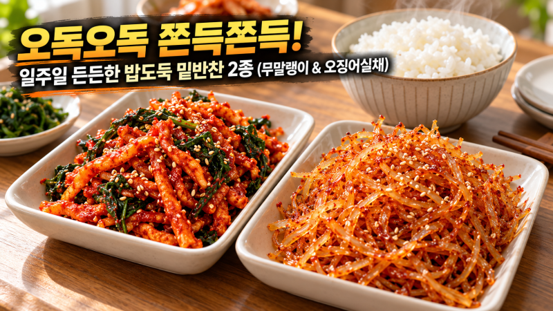[평생 써먹는 밑반찬 2종] 꼬들함 살리는 무말랭이무침 황금레시피 & 안 딱딱한 오징어실채볶....