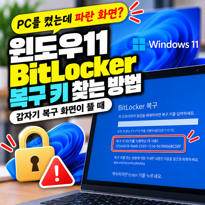 윈도우 11 BitLocker 복구 키 찾는 방법｜갑자기 복구 화면이 뜰 때