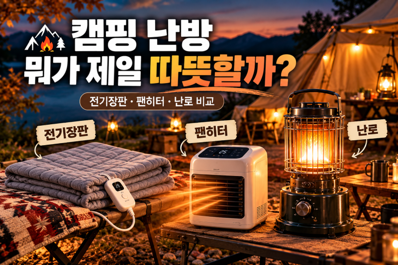 캠핑 난방 뭐가 제일 따뜻할까? 전기장판·팬히터·난로 비교