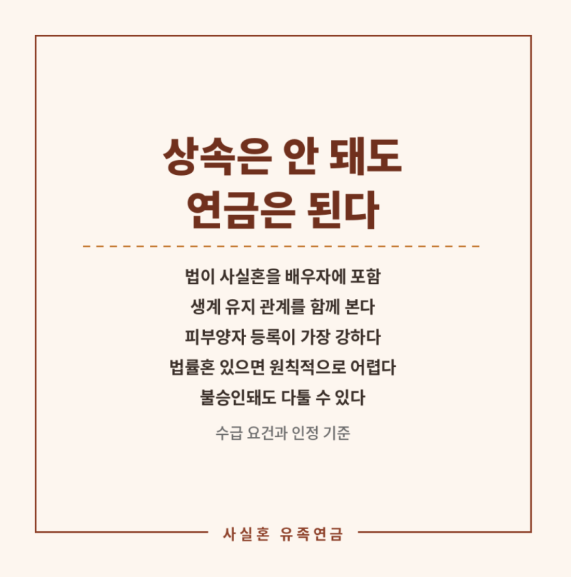 사실혼 유족연금과 사실혼 국민연금, 유족연금 수급에서 사실혼 인정 기준