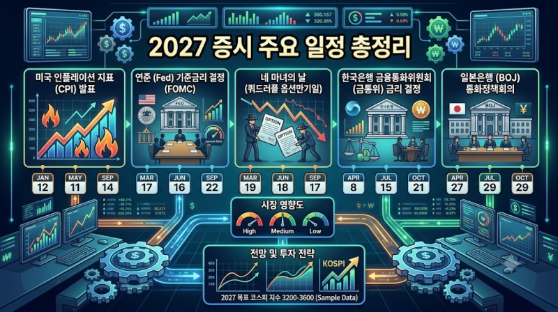 2027년 증시 주요 일정 총정리｜FOMC·CPI·옵션만기일·금통위·BOJ