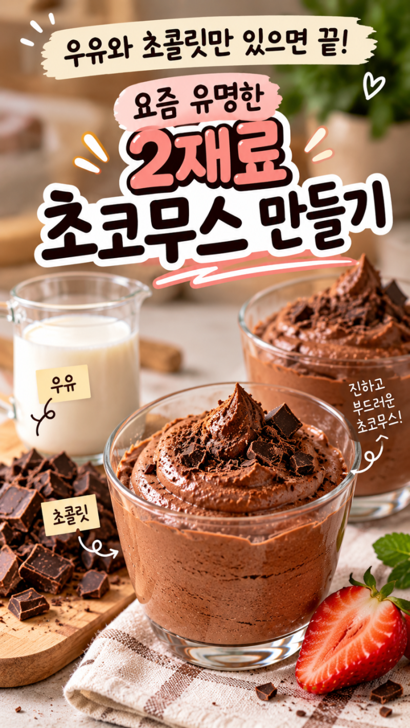우유와 초콜릿만 있으면 끝｜요즘 유명한 2재료 초코무스 만들기