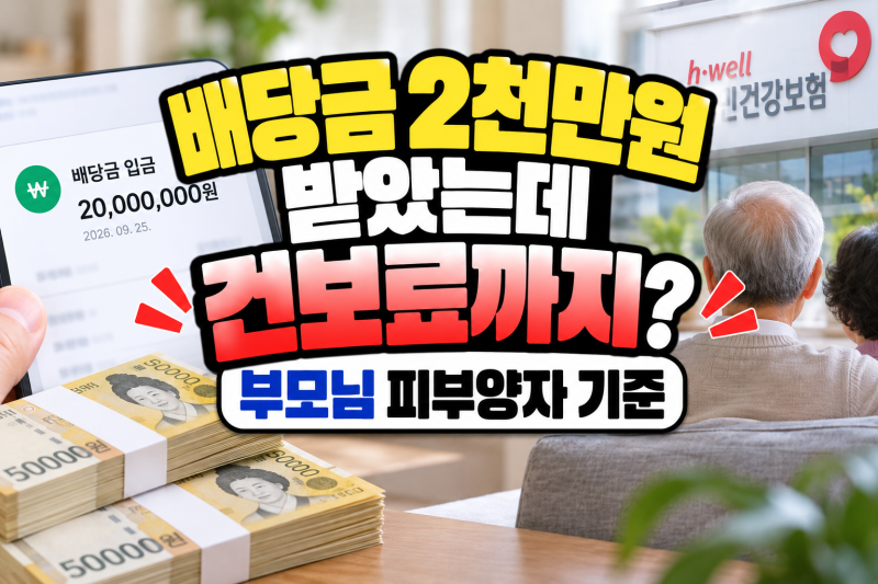 “배당금 2천만원 받았는데 건보료까지?” 부모님 피부양자 기준