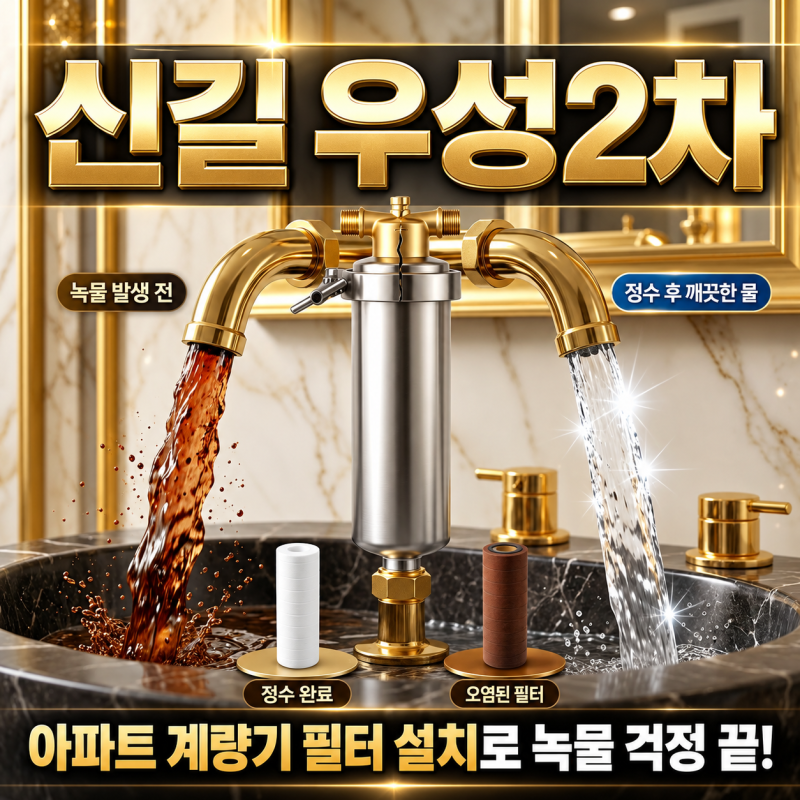 신길우성2차아파트 녹물 해결, 샤워기필터 갈색 변색 원인과 배관 특수세척·계량기필터 솔....