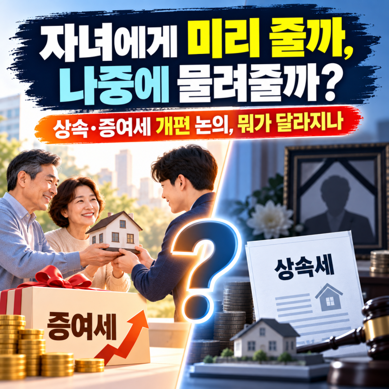 “자녀에게 미리 줄까, 나중에 물려줄까?” 상속·증여세 개편 논의, 뭐가 달라지나?