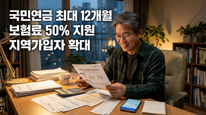국민연금 최대 12개월 50% 지원? 2026 지역가입자 조건 넓어졌다