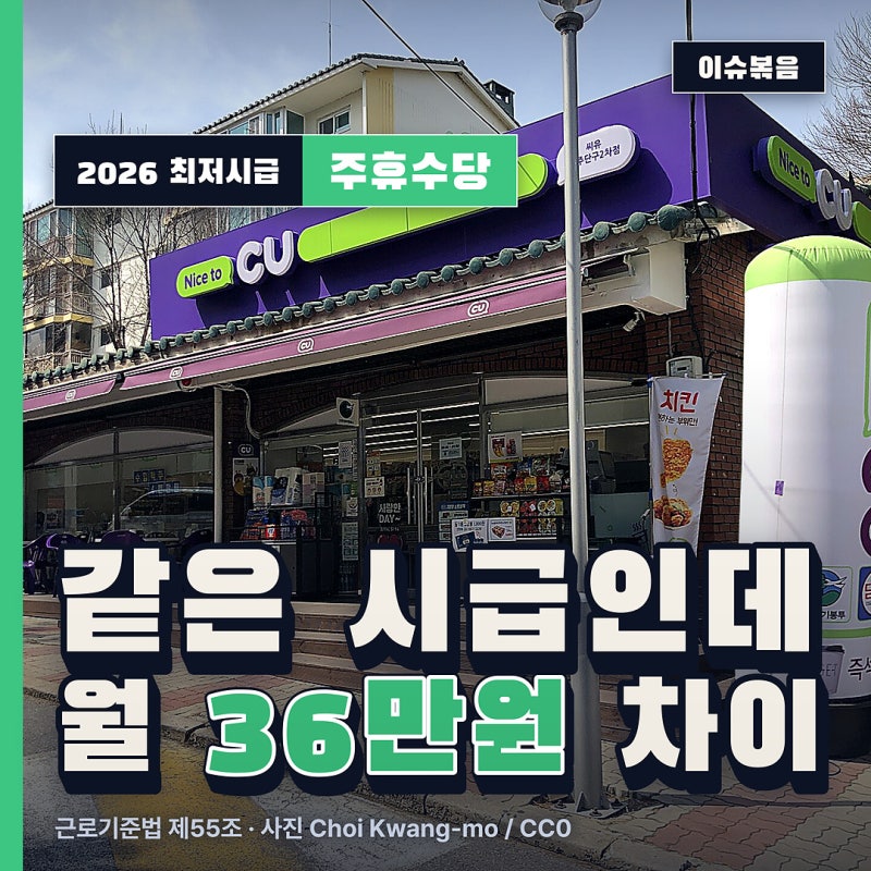 같은 시급인데 월 36만원 더 받는 주휴수당 조건