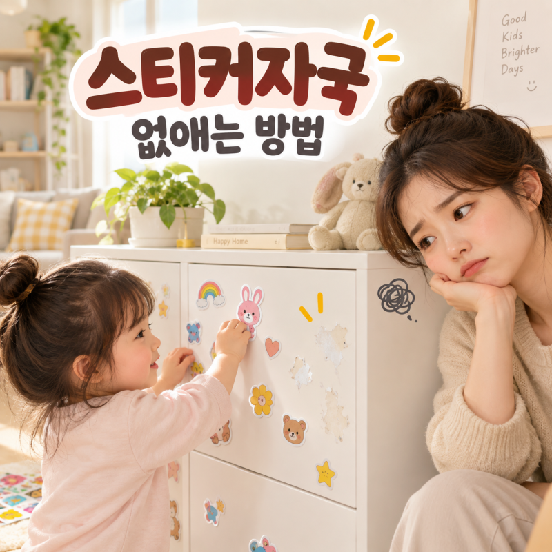아이 스티커 떼는 법 ?! 스티커 자국 지우는 방법!