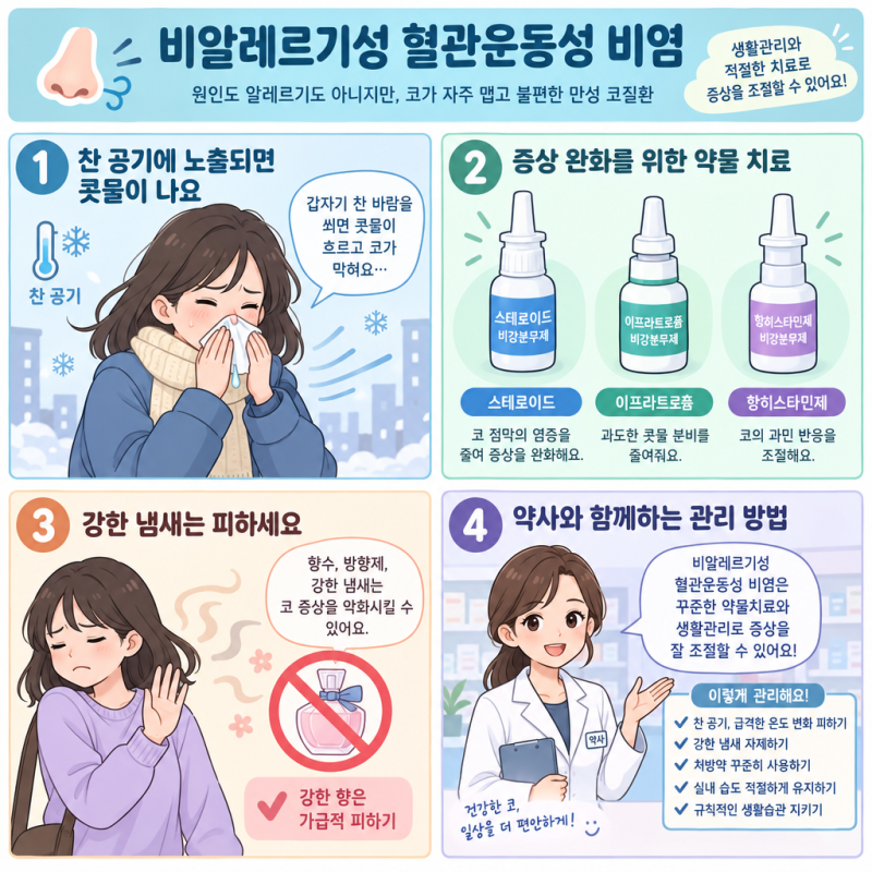 [1탄]찬 바람만 맞으면 콧물이 주르륵… 혈관성 비염, 이 약부터 확인하세요