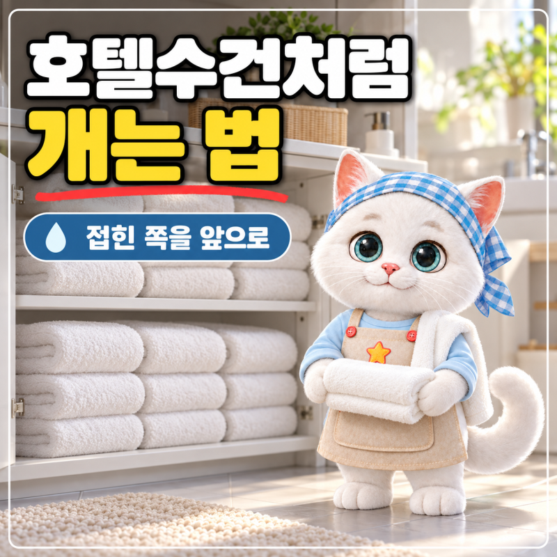 호텔수건 개는법 반으로만 접으면 빠지는 것