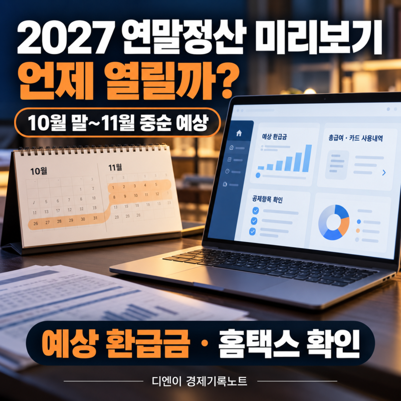2027 연말정산 미리보기 언제 열릴까? 예상 환급금·홈택스 확인방법 정리