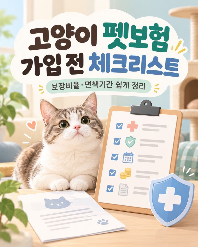 고양이 펫보험 가입 전 꼭 확인할 것 7가지｜보장비율·면책기간 쉽게 정리