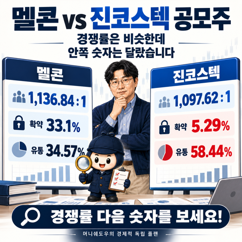 멜콘 vs 진코스텍 공모주 비교, 10월 2일 겹치는데 숫자는 꽤 달랐습니다