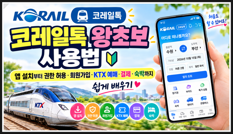 코레일톡 왕초보 사용법｜앱 설치부터 권한 허용·회원가입·KTX 예매·결제·숙박까지 쉽게 ....