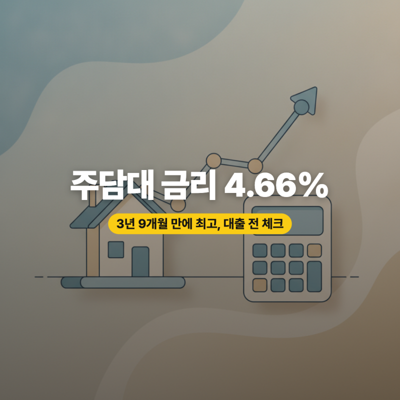 주담대 금리 3년 9개월 만에 최고 4.66%, 1인 가구 대출 전 체크 (주택담보대출금리)