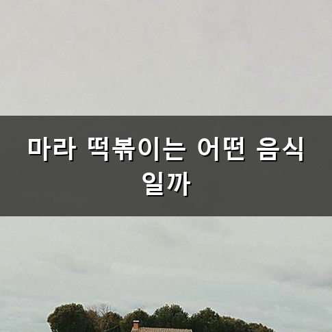 마라 떡볶이 왜 자꾸 생각날까? 얼얼한 매운맛의 매력과 특징