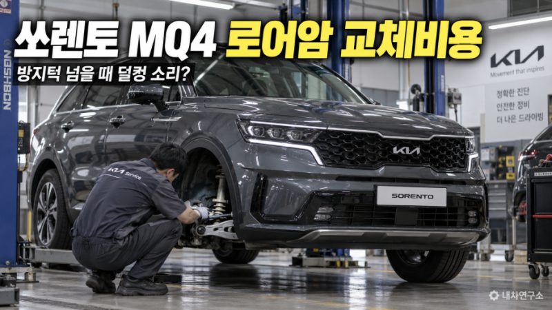 쏘렌토 MQ4 로어암 교체비용, 방지턱 넘을 때 덜컹 소리 나면 양쪽 다 갈아야 할까?