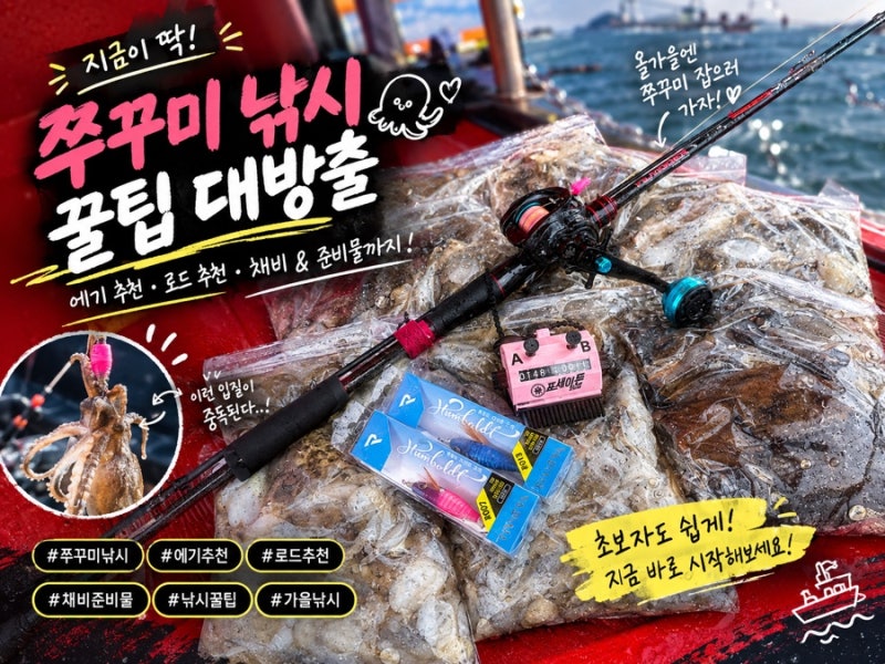 [쭈꾸미 낚시] - 쭈꾸미 낚시 꿀팁 | 초보 채비 추천 | 쭈꾸미 로드 | 쭈꾸미 에기 | 이색데이트....
