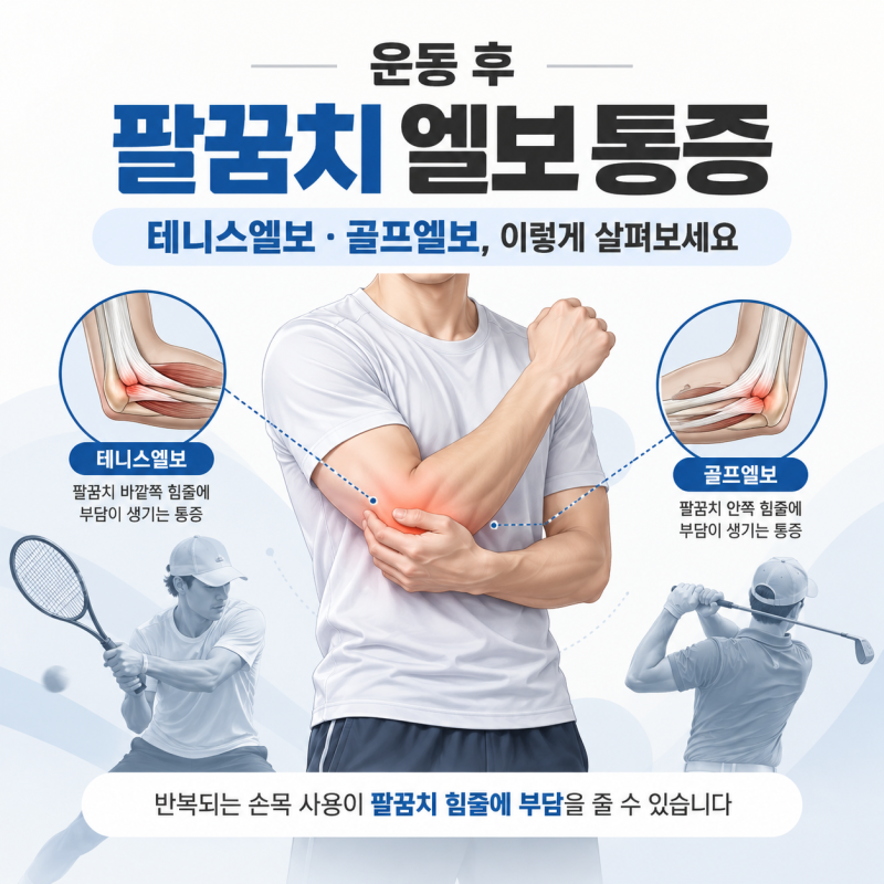 무리한 운동 후 팔꿈치 통증 원인, 엘보 질환 대처법