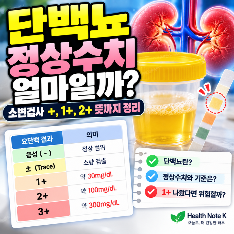 단백뇨 정상수치 얼마일까? 소변검사 +, 1+, 2+ 뜻까지 정리