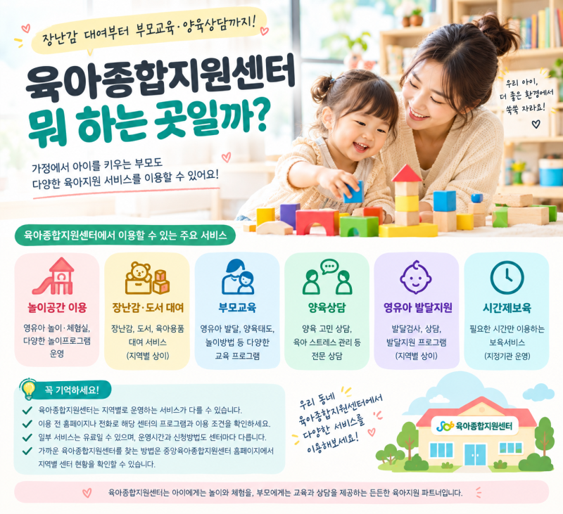 육아종합지원센터 뭐 하는 곳?｜장난감 대여부터 부모교육·양육상담까지