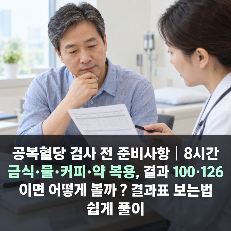 공복혈당 검사 전 준비사항｜8시간 금식·물·커피·약 복용, 결과 100·126이면 어떻게 볼까 ? ....