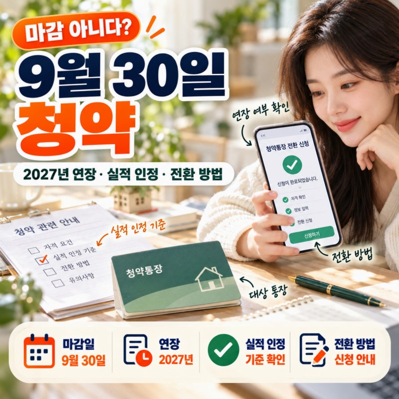 9월 30일 청약통장 전환 마감 아니다, 2027년 연장과 실적 인정 기준 (+대상 통장, 금리, 전환 방....